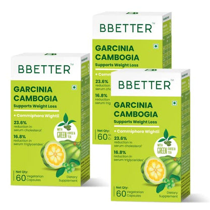 BBETTER Garcinia Cambogia For Weight Loss Tablets For Women And Men - With Green Coffee Green Tea Guxtract & Inulin - Keto supplement-180 Veg capsules