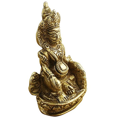 Unique Brass Kuber Maharaj Murti Lord of Wealth Kubera Statue Idol for Tijori Locker Money Safe (2.5X1.5X4.5 Inches)