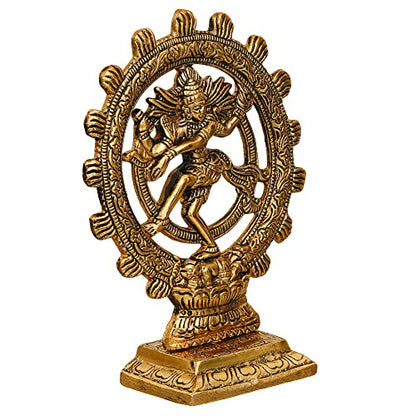 Premium Gold Plated Lord Shiva Dancing Natraj Statue Showpiece Handcrafted for Home and Puja Decor (8 Inch, Gold)