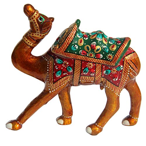 Handicrafts Paradise Rajasthani Aluminium Metal Enamelled Camel Showpiece (3 cm x 10 cm x 9.5 cm)