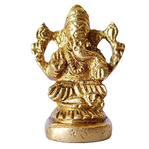 GURU JEE™ Brass Murti Ganesha Gajanana Statue Idol for Gift Pooja Mandir Temple Home Decor