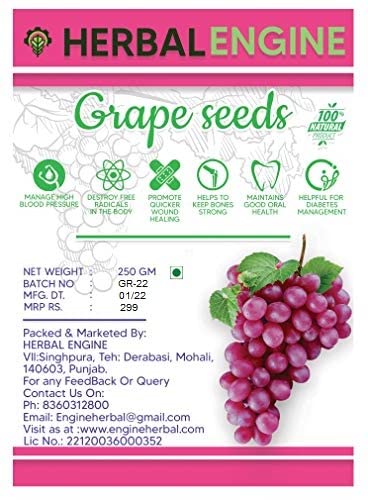 Herbal Engine Grape Seeds (Certified BlackBlue GrapeSeed) 250gm