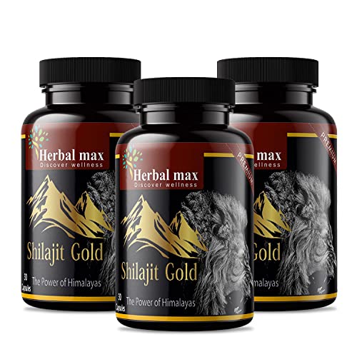 Herbal max Shilajit Gold Capsule |Pure Himalayan Shilajit Extract 800 mg 30 capsules (Pack of 3)