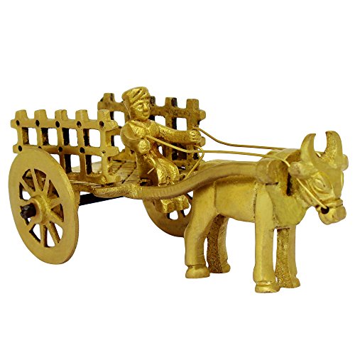 ITOS365 Brass Bull Cart Statue, Standard, Gold