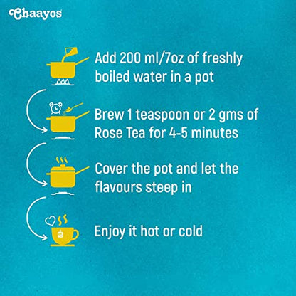 Chaayos Herbal Rose Tea - 50 GM | Natural Sun Dried Petals | Flower Tea