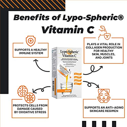 ASTERVEDA Lypo-Spheric Vitamin C Supplements, Supports Natural Collagen Production, Immune System, Rich in Antioxidants (30 Packets)