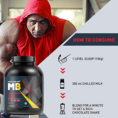 MuscleBlaze Mass Gainer XXL (Chocolate, Pack of 2 kg / 4.4 lb powder)