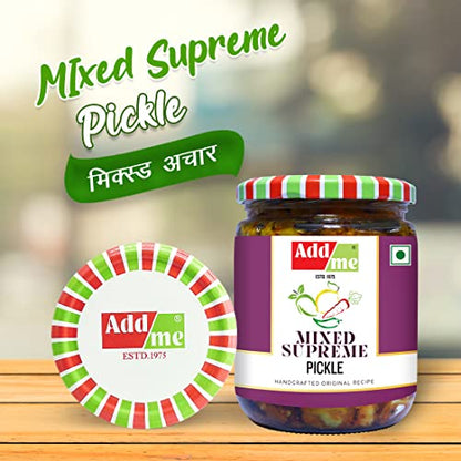 Add me Homemade Rajasthani Mix Pickles Mixed Supreme Pickle Mix Achar 500gm Glass Pack