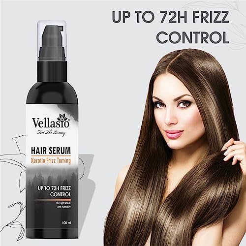 Vellasio Keratin Smooth Anti-frizz Taming 100 Ml Hair Serum with 2x Smoother Hair and Long-lasting Frizz Control Up to 72h for Women Hair Shine