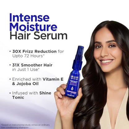 BBLUNT Intense Moisture Hair Serum with Vitamin E & Jojoba Oil* - 70 ml 30x Frizz Reduction for Upto 72 Hours* | 31x Smoother Hair in Just 1 Use*