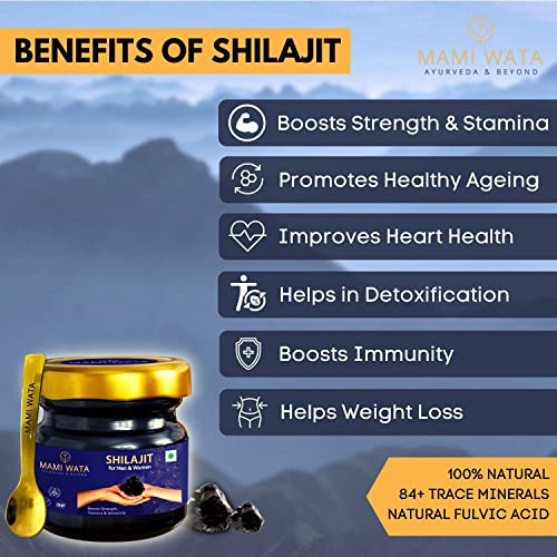 MAMI WATA Himalayn Shilajit Resin 20g - NABL Lab Tested, Pure & Authentic Shilajeet - Strength, Stamina and Performance