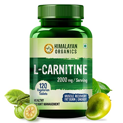 HIMALAYAN ORGANICS L-Carnitine L-Tartrate With Green Tea Extract 2000 Mg | Healthy Weight Managementgy, Endurance And Fat Burn -120 Vegetarian Tablets