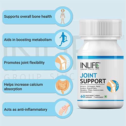 Inlife Joint Support Health Supplement with Expert Active Pain Relief, Boswellia Serrata, Guggul and other Ayurvedic Herbs, 500mg - 2x 60 Veg Caps