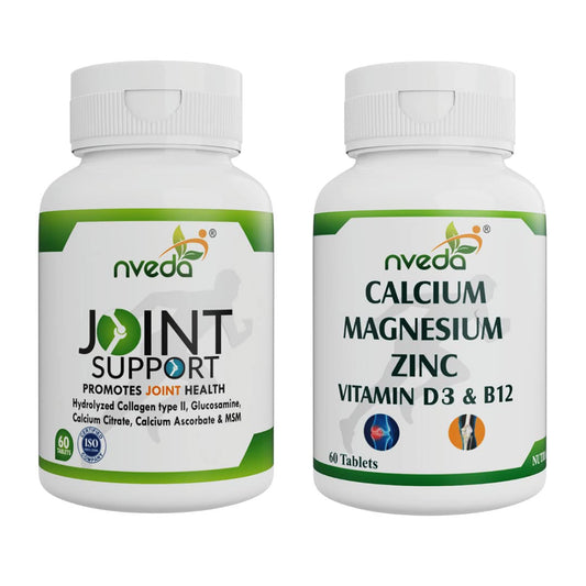 Nveda Joint Support for Men & Women, Collagen Type 2, Glucosamine 60 Tablets with Calcium, Magnesiume & Joint Support, Calcium Tablets 60 (Combo Pack)