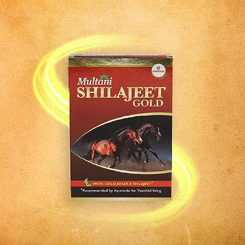 Multani Shilajeet Gold Capsule- For Youthful Living, Enriched With Gold, Kesar, Safed Musli & Shilajilajit Capsule For Stamina & Endurance, 10 Capsule