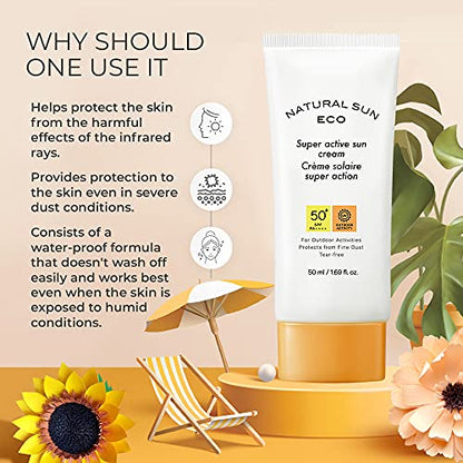 The Face Shop Natural Sun Eco Sunscreen with SPF 50+ PA +++ Protect From Dust Sunscreen for ProtectiA and UVB Rays, Blue Light & Digital Devices, 50ml