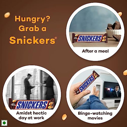 Snickers Chocolate Pack | Peanut Filled Chocolate Bars | Soft Nougat and Caramel | Chocolate Bar Pack | 45g (Pack of 24)