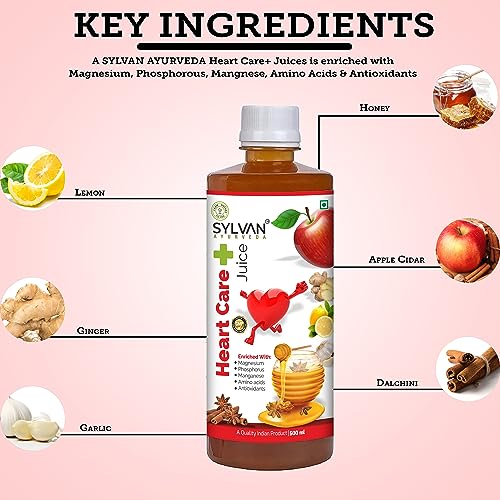 Sylvan Premium Heart Care+ Juice - 500 ml-Cholesterol Care Juice - 500 ml I Apple Cider,Ginger, Desi Garlic, Lemon, Cinnamon