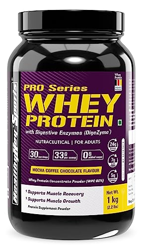 HealthyHey Sports Whey Protein Concentrate - Helps in Muscle Synthesis (Mocha Coffee Flavour, 1kg)