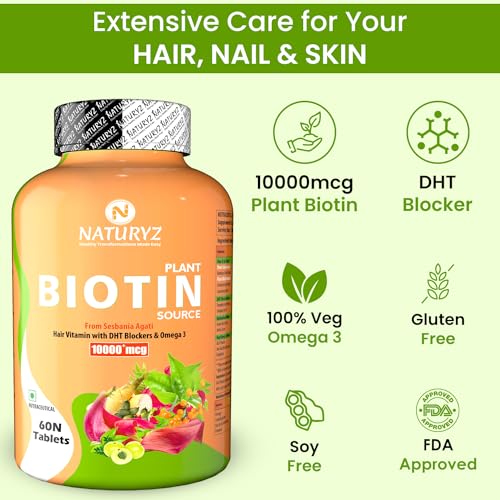 Buy Health Veda Organics Advance Biotin with Sesbania Agati Leaf Extract  for Healthy Hair, Beautiful Skin, and Nail Growth - Pack of 3 (180 Capsules)  Online in India