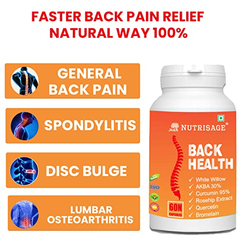 Nutrisage Back Health, Spine and Disc, Back Pain Relief with 9 Potent Herbs, Herniated Disc 60 Veg Cap (Pack of 2)