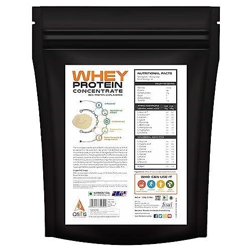 Asitis Nutrition Whey Protein Concentrate 80% Unflavoured, Labdoor Certified (1kg)