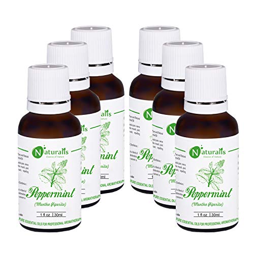 Naturalis Essence of Nature Peppermint Essential Oil Undiluted Pure & Natural Therapeutic grade for Steaming Hair, Skin, Face - 30ml (Pack of 6)