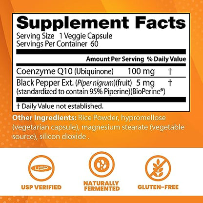 Doctor's Best, High Absorption CoQ10, with BioPerine, 100 mg, 60 Veggie Caps.