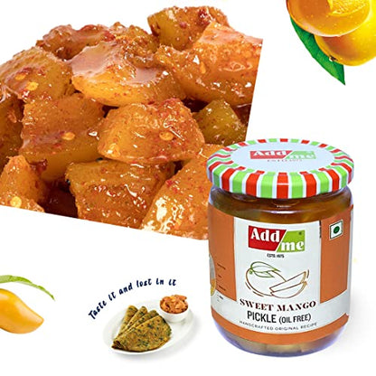 Addme Sweet Mango Pickles 600gm Mango murabba Preserve in Spices meetha achar Glass Jar