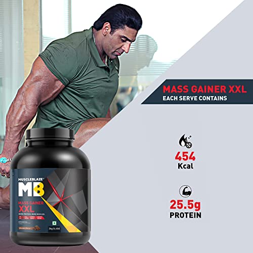 MuscleBlaze Mass Gainer XXL (Chocolate, Pack of 2 kg / 4.4 lb powder)