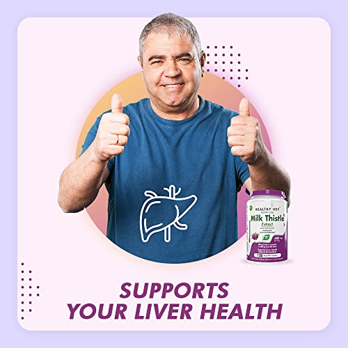 HealthyHey Nutrition Milk Thistle 25:1 (Silymarin Marianum) - 600mg Extract - Support Liver Health - 90 Veg Capsules