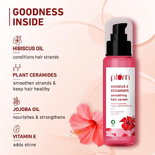 Plum Hibiscus Hair Serum for Long Hair, with Ceramides, Jojoba Oil and Vitamin E I Strong, Shiny Hai for Women & Men I Serum for Hair Smoothing I 75ml