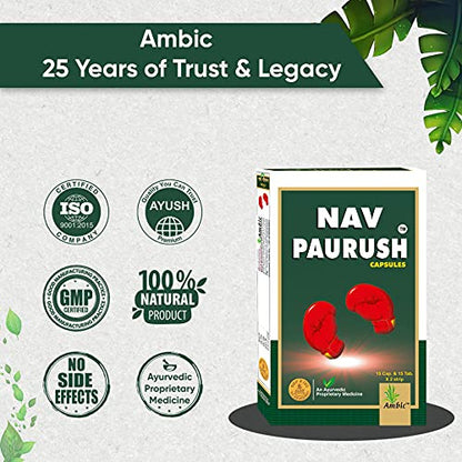 Ambic Nav Paurush Capsule - 60 (Capsule + Tablet) Each I Ayurvedic Weight Gain Capsules (Pack Of 2)