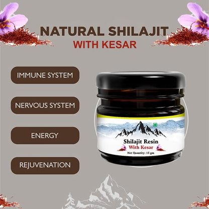 NUTRiHERBS Shilajit/Sheelajit Resin With Kesar 15g for Stamina, Endurance & Strength (Pack of 1)