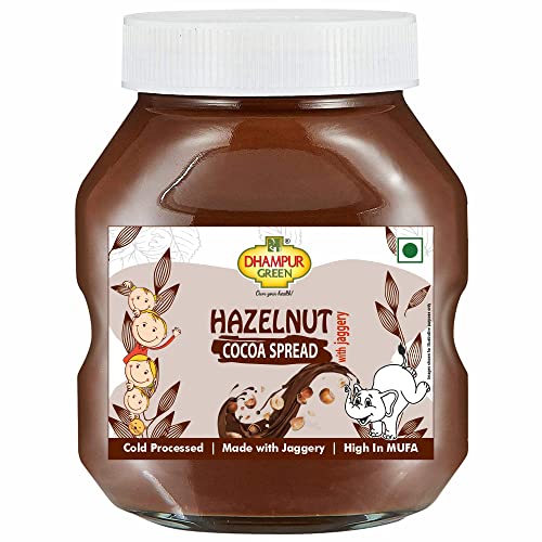 Dhampure Speciality Hazelnut Spread Chocolate made with Cocoa & Jaggery, Veg, Protein-Rich, Cold Processed Spread, Smoothies, Fruits, 300g