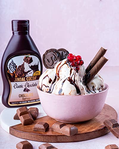 Jindal Cocoa Classic Chocolate Syrup for Topping/Chocolate Shakes, 100% Veg, Thick and Gooey Dessert Sauce (650 Gm)
