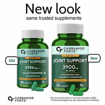 Carbamide Forte Joint Support Supplement with Glucosamine & Vitamins 3986mg Per Serving – 90 Tablets