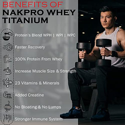 Nakpro TITANIUM TRI BLEND | 24g Protein, 5.4g BCAA | 1 Kg Cream Chocolate Flavour (30 Servings)