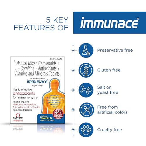 Immunace 30 Tablets With Vitamin D, Zinc, Selenium & Amino Acids That Supports Healthy Immunity, Redess & Improve Overall Health| Immunity Supplements