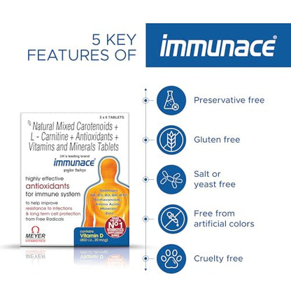 Immunace 30 Tablets With Vitamin D, Zinc, Selenium & Amino Acids That Supports Healthy Immunity, Redess & Improve Overall Health| Immunity Supplements