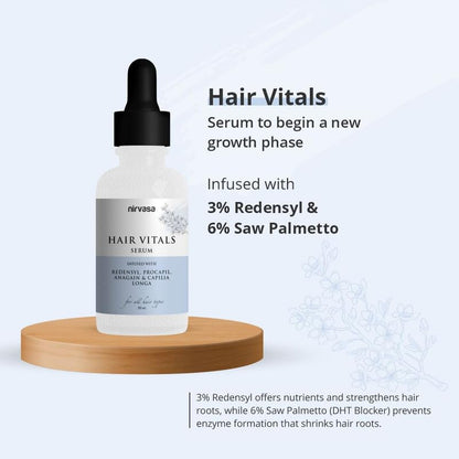 Nirvasa Hair Vitals Hair Growth Serum with 3% Redensyl, Procapil & Palmetto | Natural DHT Blocker foIrritant & Non-Sticky | Silicone & Dye Free | 50ml