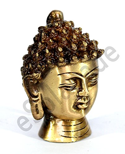 ESPLANADE Brass Buddha Face Showpiece, Small, Golden, 1 Piece