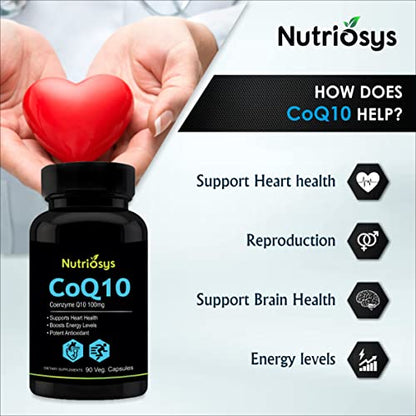 Nutriosys CoQ10 100mg (90 Veg Capsules), Pack of - 2