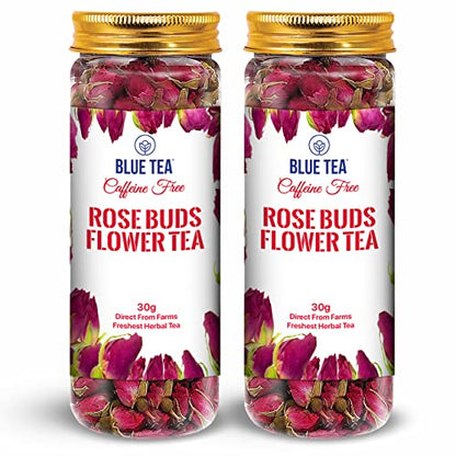BLUE TEA - Rose Buds Tea| Natural Sun Dried Buds 30G | Pack of 2 | Regulate Hormones