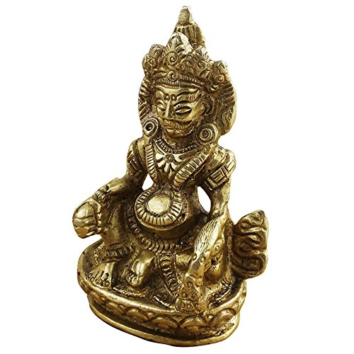 Unique Brass Kuber Maharaj Murti Lord of Wealth Kubera Statue Idol for Tijori Locker Money Safe (2.5X1.5X4.5 Inches)