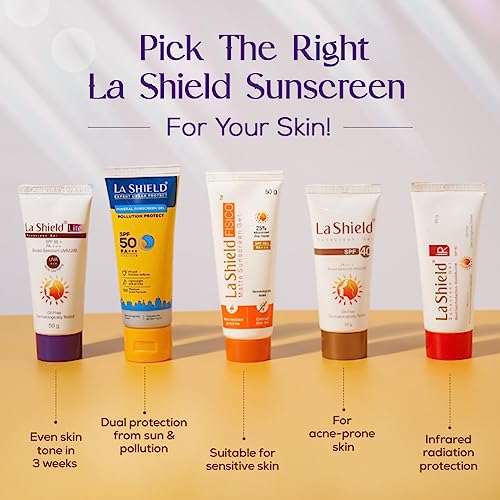 La Shield Lite SPF 50 Mineral Sunscreen | Skin lightening in 3 Weeks | Even Skin tone | PA +++ | All Skin types | 50 gm