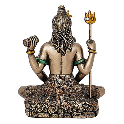 eCraftIndia Meditatin Lord Shiva Cold Cast Bronze Resin Decorative Figurine, Brown and Golden, One Size (UBKC240)