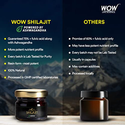 WOW Life Science Pure Himalayan Shilajit/Shilajeet Resin Powered by Ashwagandha - 20g