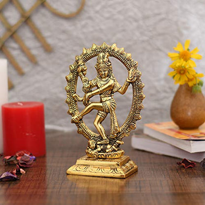 Metal Shiva Idol Natraj Statue Statue for Home Decor - Dancing Shiva Natraja/Natrajan Showpiece Figurine (7 x 3.5 Inch)