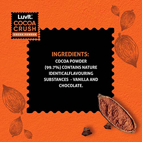 LuvIt Cocoa Crush - Cocoa Powder | Unsweetened, Vegan, Gluten Free | Perfect for Baking Cakes, Cookies, Shakes, Smoothies, Frosting making | 2 x 95g